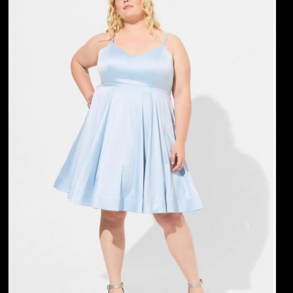 Torrid Blue Satin Skater Dress Size 16